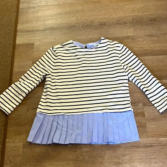 English Factory Striped Long Sleeve Top with Blue Hem - Picture 3 of 12